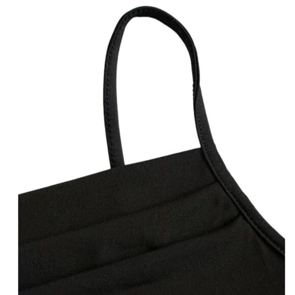 Solid Ruched Cami Dress -Sleeveless Bodycon Black Size Large New - Picture 3 of 7